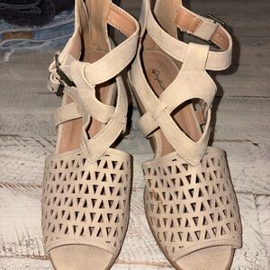 Beige Cutout Sandals
